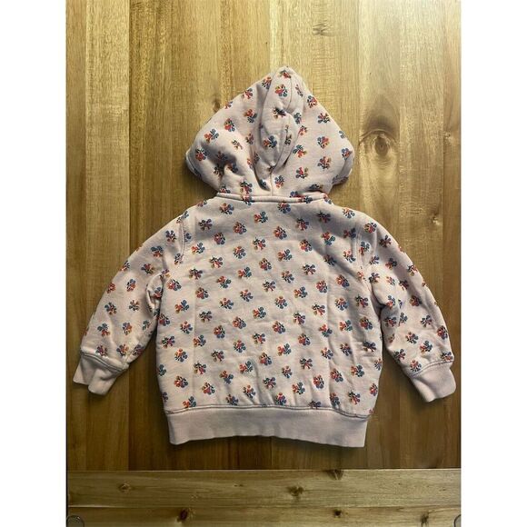Mini Boden Girls Floral Shaggy-Lined Hoodie Jacket Pink Size 3-4Y Long Sleeve - Picture 5 of 5